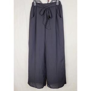 Sienna Sky black tie waist wide leg pants Size Small Minimal Old Money Boho